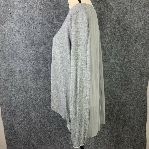 Chelsea & Theodore Knit Sweater Women XL Pleated Sheer Back Long Sleeve Gray - Picture 7 of 10